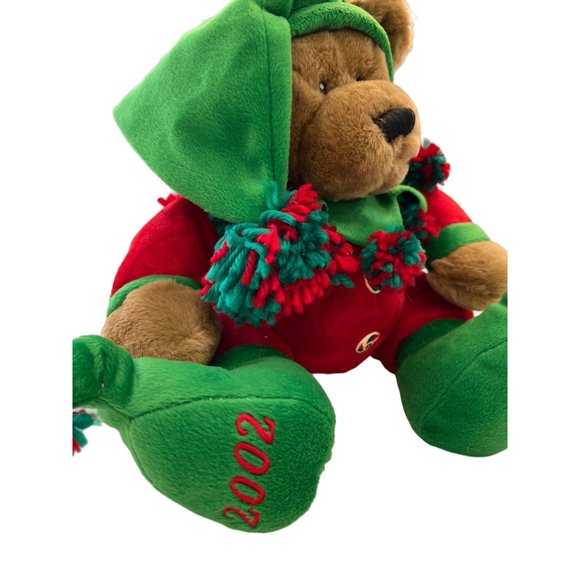 Dan Dee Stuffed Animal Plush Christmas Santa Red Green Elf Helper Brown Bear - Picture 4 of 12